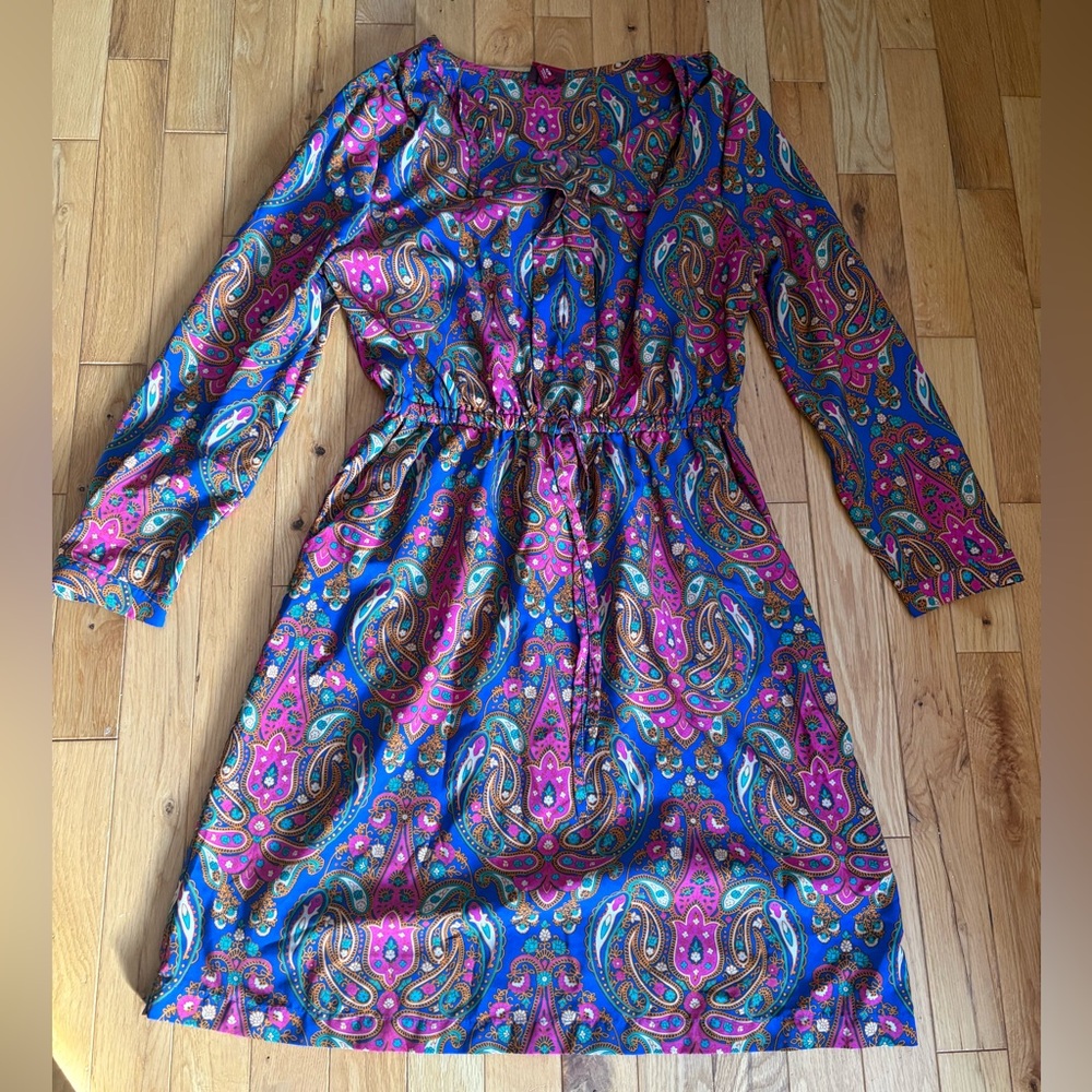 Paisley Print Long Sleeve Dress